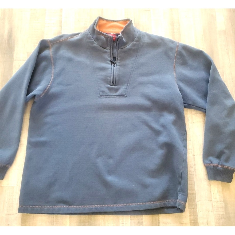 ARROW USA 1851 MEN's SWEATER LONG SLEEVES Blue‎ Large Fleece 1/4 Zip Mock